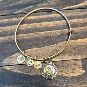 Alex and Ani Gold Charm Bracelet with USA NAVY symbol